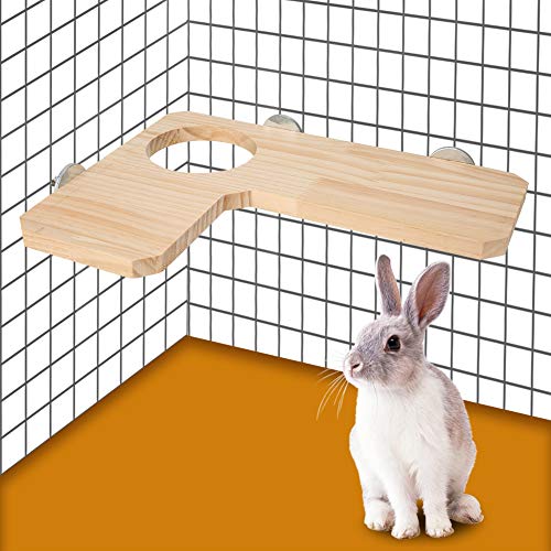 Sheens Plataforma de hámster, Juguete de trampolín de Animales pequeños en Forma de L Pedal de Escalada de Salto de Madera Natural para ratón Jerbo de Ardilla de Chinchilla