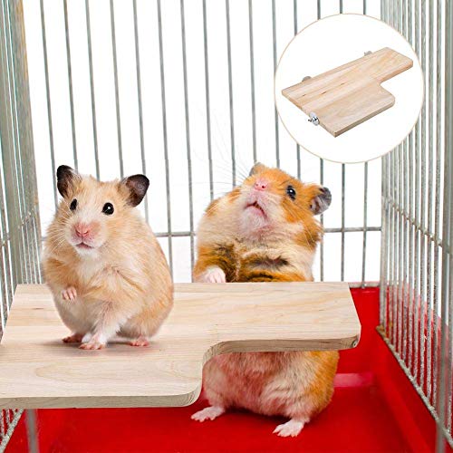 Sheens Plataforma de hámster, Juguete de trampolín de Animales pequeños en Forma de L Salto de Madera Escalada Zona de Juegos para ratón Ardilla de Chinchilla Jerbo Enano