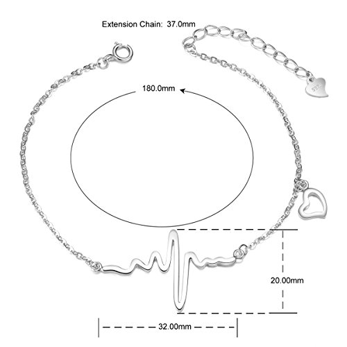 SHEGRACE Pulsera de Corazon Mujer de 925 Plata de esterlina con el Diseno Nuevo, Plata. 180mm SHEGRACE Pulsera de Corazon Mujer de 925 Plata de esterlina con el Diseno Nuevo, Plata. 180mm
