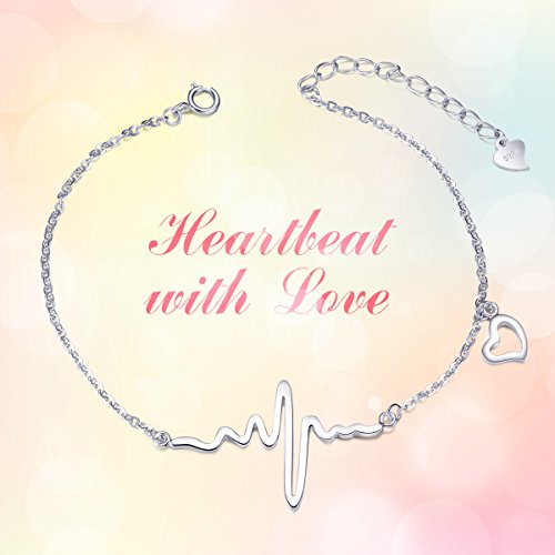 SHEGRACE Pulsera de Corazon Mujer de 925 Plata de esterlina con el Diseno Nuevo, Plata. 180mm SHEGRACE Pulsera de Corazon Mujer de 925 Plata de esterlina con el Diseno Nuevo, Plata. 180mm