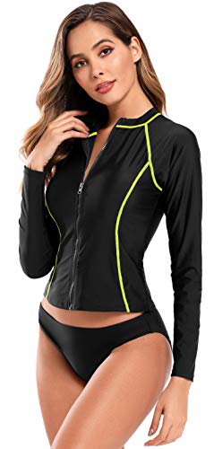 SHEKINI Mujer Conjunto de Cremallera de Traje de BaƱo Dividido de Manga Larga Protector Solar Traje de BaƱo de Secado RƔpido (M, Negro) SHEKINI Mujer Conjunto de Cremallera de Traje de BaƱo Dividido de Manga Larga Protector Solar Traje de BaƱo de Secado RƔpido (M, Negro)