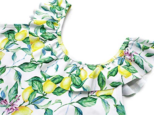 SHEKINI Niña Trajes de una Pieza Ropa de Baño Juguetón Traje de Baño de Hoja de Loto Bañadores Estampados para Niñas (12/14, Limón) SHEKINI Niña Trajes de una Pieza Ropa de Baño Juguetón Traje de Baño de Hoja de Loto Bañadores Estampados para Niñas (12/14, Limón)