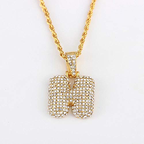 Shellhard CZ Zirconia Crystal 26 Letras de la A a la Z Collar Colgante para Hombres Punk Iniciales Nombre Collar Moda Hombres Hip Hop Jewelry-H Shellhard CZ Zirconia Crystal 26 Letras de la A a la Z Collar Colgante para Hombres Punk Iniciales Nombre Collar Moda Hombres Hip Hop Jewelry-H