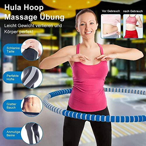 Shengluu Fitness Hula Hoop Hula Hoop 6 Secciones con aro de Espuma de Fitness extraíble, Ajustable Hula Hoop Quema de Grasa