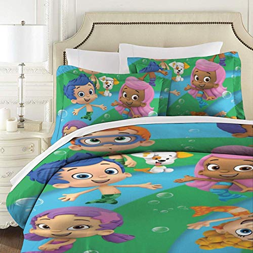 shenguang Bub-Ble Gup-Pies Juego de edredón de Ropa de Cama Juegos de Cama completos de 3 Piezas Suave y cómoda Microfibra Ligero con 2 Fundas de Almohada 86 'X70'