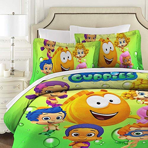 shenguang Bub-Ble Gup-Pies Juego de edredón de Ropa de Cama Juegos de Cama completos de 3 Piezas Suave y cómoda Microfibra Ligero con 2 Fundas de Almohada 86 'X70'