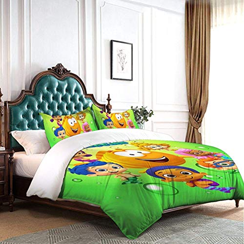 shenguang Bub-Ble Gup-Pies Juego de edredón de Ropa de Cama Juegos de Cama completos de 3 Piezas Suave y cómoda Microfibra Ligero con 2 Fundas de Almohada 86 'X70'