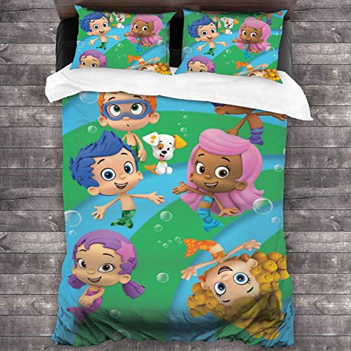 shenguang Bub-Ble Gup-Pies Juego de edredón de Ropa de Cama Juegos de Cama completos de 3 Piezas Suave y cómoda Microfibra Ligero con 2 Fundas de Almohada 86 'X70'