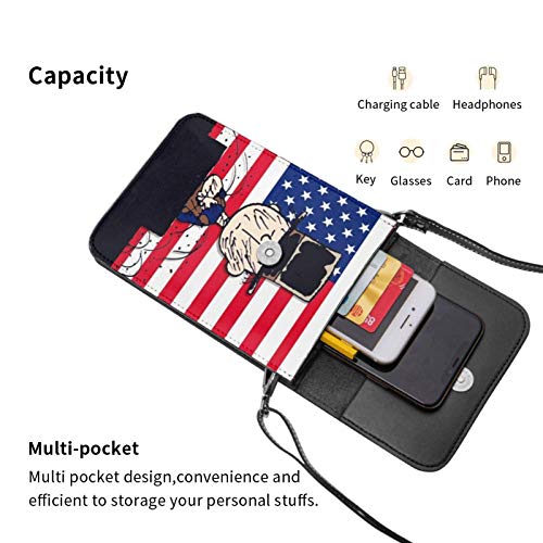 shenguang Charlie Brown - Cartera para teléfono celular, billetera para teléfono inteligente, bolsa para teléfono celular con correa para el hombro y botón magnético