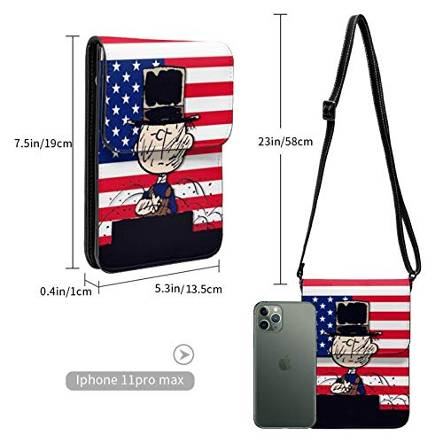 shenguang Charlie Brown - Cartera para teléfono celular, billetera para teléfono inteligente, bolsa para teléfono celular con correa para el hombro y botón magnético