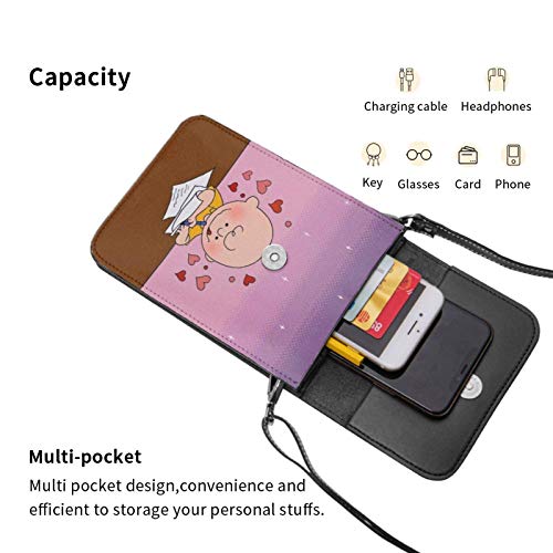 shenguang Charlie Brown - Cartera para teléfono celular, billetera para teléfono inteligente, bolsa para teléfono celular con correa para el hombro y botón magnético