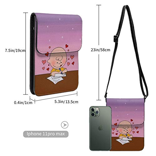 shenguang Charlie Brown - Cartera para teléfono celular, billetera para teléfono inteligente, bolsa para teléfono celular con correa para el hombro y botón magnético