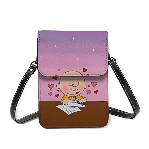 shenguang Charlie Brown - Cartera para teléfono celular, billetera para teléfono inteligente, bolsa para teléfono celular con correa para el hombro y botón magnético