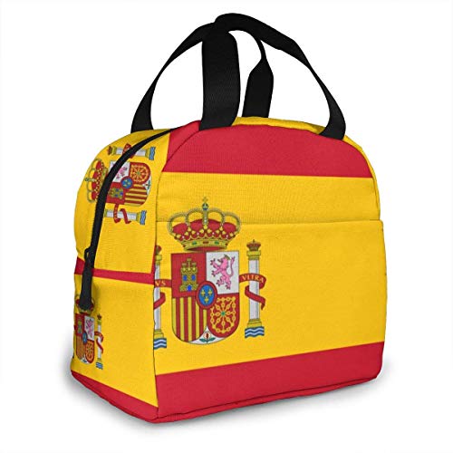 shenguang Fiambrera con bandera de España, resistente bolsa de almuerzo con aislamiento, fácil limpieza, resistente al agua, enfriador de almuerzo, organizador de refrigerios con bolsillos p shenguang Fiambrera con bandera de España, resistente bolsa de almuerzo con aislamiento, fácil limpieza, resistente al agua, enfriador de almuerzo, organizador de refrigerios con bolsillos p