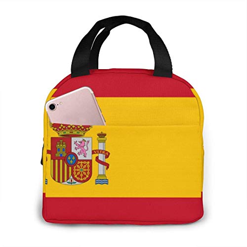 shenguang Fiambrera con bandera de España, resistente bolsa de almuerzo con aislamiento, fácil limpieza, resistente al agua, enfriador de almuerzo, organizador de refrigerios con bolsillos p shenguang Fiambrera con bandera de España, resistente bolsa de almuerzo con aislamiento, fácil limpieza, resistente al agua, enfriador de almuerzo, organizador de refrigerios con bolsillos p