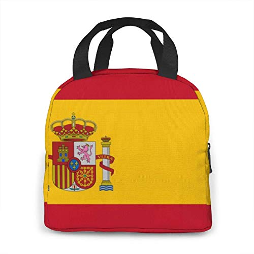 shenguang Fiambrera con bandera de España, resistente bolsa de almuerzo con aislamiento, fácil limpieza, resistente al agua, enfriador de almuerzo, organizador de refrigerios con bolsillos p shenguang Fiambrera con bandera de España, resistente bolsa de almuerzo con aislamiento, fácil limpieza, resistente al agua, enfriador de almuerzo, organizador de refrigerios con bolsillos p
