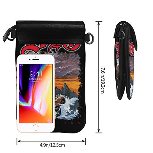 shenguang JSR Dio - Holy Diver Full Artwork Monedero pequeño para teléfono celular de cuero para mujer Bolsos cruzados Negro Talla única