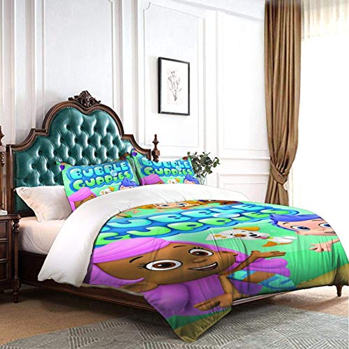 shenguang Juego de edredón de Ropa de Cama Bub-Ble Gup-Pies Juegos de Cama completos de 3 Piezas Microfibra Suave y cómoda Ligero con 2 Fundas de Almohada 86 'X70'