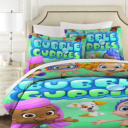 shenguang Juego de edredón de Ropa de Cama Bub-Ble Gup-Pies Juegos de Cama completos de 3 Piezas Microfibra Suave y cómoda Ligero con 2 Fundas de Almohada 86 'X70'