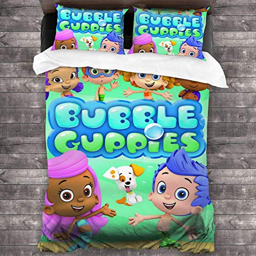 shenguang Juego de edredón de Ropa de Cama Bub-Ble Gup-Pies Juegos de Cama completos de 3 Piezas Microfibra Suave y cómoda Ligero con 2 Fundas de Almohada 86 'X70'