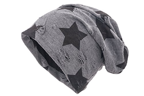 shenky - Gorro caído - Ideal para la pérdida de Cabello y Durante un Tratamiento - Carbón Envejecido y Estrella