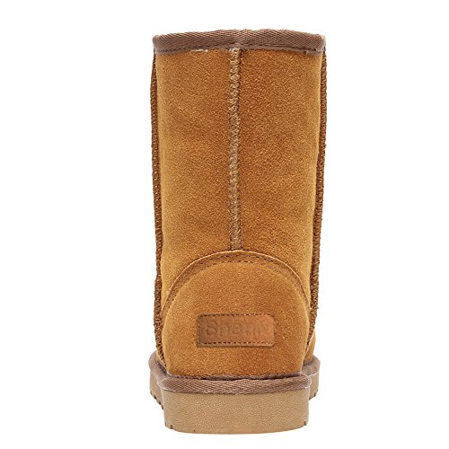 Shenn Mujer Comodidad Anti-Deslizante Broncear Ante Cuero Nieve Botas SN1025 EU37 Shenn Mujer Comodidad Anti-Deslizante Broncear Ante Cuero Nieve Botas SN1025 EU37