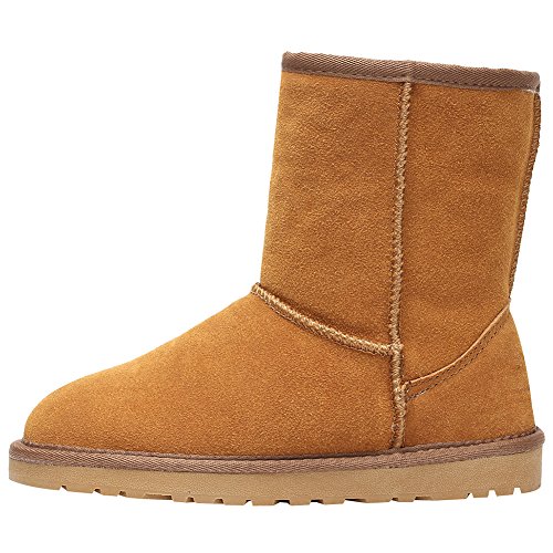 Shenn Mujer Comodidad Anti-Deslizante Broncear Ante Cuero Nieve Botas SN1025 EU37 Shenn Mujer Comodidad Anti-Deslizante Broncear Ante Cuero Nieve Botas SN1025 EU37