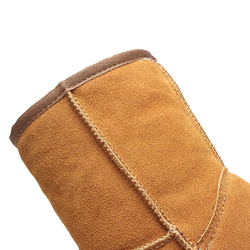 Shenn Mujer Comodidad Anti-Deslizante Broncear Ante Cuero Nieve Botas SN1025 EU37