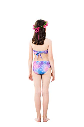 shepretty Traje de baño de Cola de Sirena para niñas Conjunto de Cuatro Piezas,A8,140