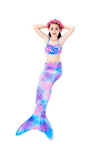 shepretty Traje de baño de Cola de Sirena para niñas Conjunto de Cuatro Piezas,A8,140