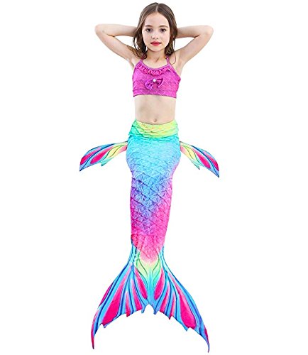 shepretty Traje de Baño de La Cola Sirena de Las Muchachas Bikini Set para Nadar Traje de Sirena,Dh0202,120