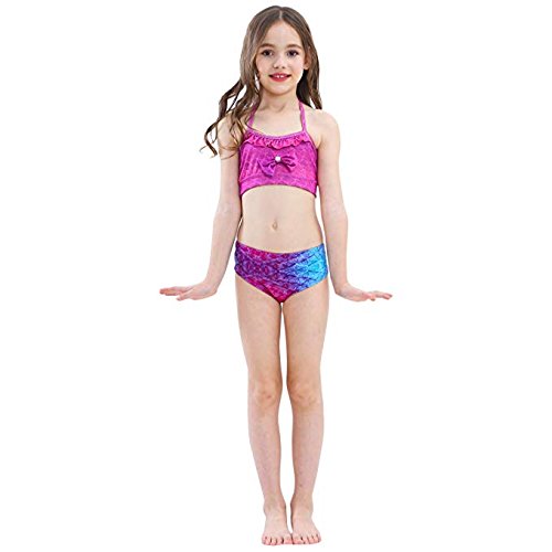 shepretty Traje de Baño de La Cola Sirena de Las Muchachas Bikini Set para Nadar Traje de Sirena,Dh0202,120