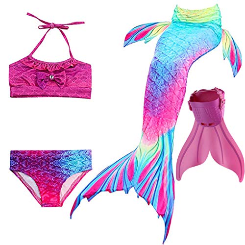 shepretty Traje de Baño de La Cola Sirena de Las Muchachas Bikini Set para Nadar Traje de Sirena,Dh0202,120