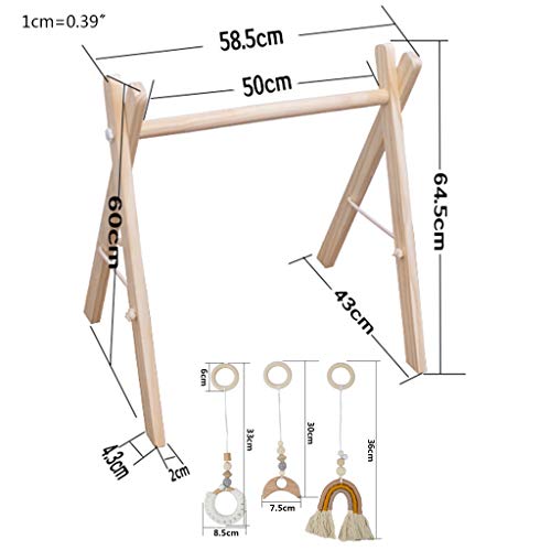 Sheuiossry 1 Unidades nórdicas de dibujos animados bebé de madera gimnasio marco colgante colgante juguetes kit bebé juego gimnasio marco actividad centro colgante bar regalo recién nacido