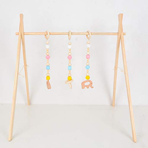 Sheuiossry Nordic Simple Madera Fitness Rack Niños Decoración Bebé Juego Gimnasio Marco Actividad Centro Colgante Bar Recién Nacido Regalo