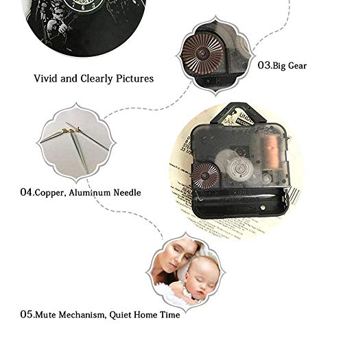 SHHAO The Queen Rock Music Band - Reloj de pared de vinilo, lámpara de noche LED, 7 colores, reloj de pared, sala de estar, cocina, regalos únicos hechos a mano para decoración de pared (sin luz)