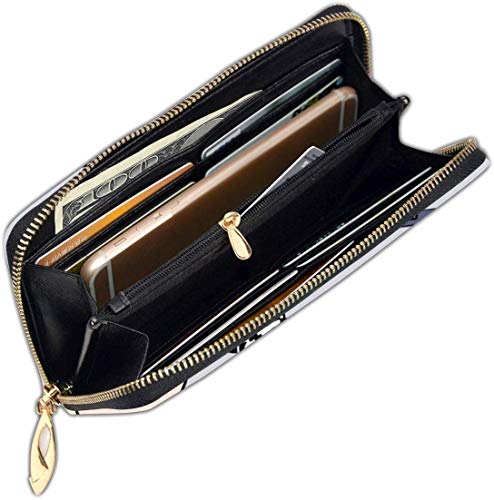 Shiba Yoga - Cartera de cuero para mujer, con bloqueo RFID, cremallera alrededor, cartera de cuero genuino, cartera de embrague para tarjetas, bolso de viaje Shiba Yoga - Cartera de cuero para mujer, con bloqueo RFID, cremallera alrededor, cartera de cuero genuino, cartera de embrague para tarjetas, bolso de viaje