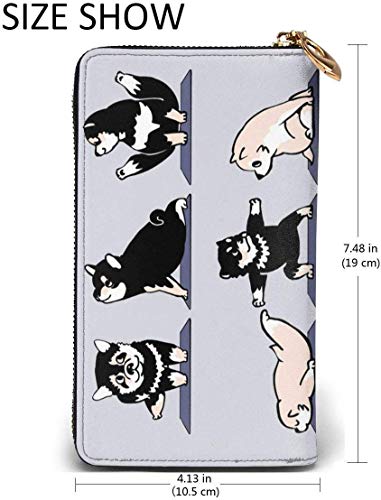 Shiba Yoga - Cartera de cuero para mujer, con bloqueo RFID, cremallera alrededor, cartera de cuero genuino, cartera de embrague para tarjetas, bolso de viaje Shiba Yoga - Cartera de cuero para mujer, con bloqueo RFID, cremallera alrededor, cartera de cuero genuino, cartera de embrague para tarjetas, bolso de viaje