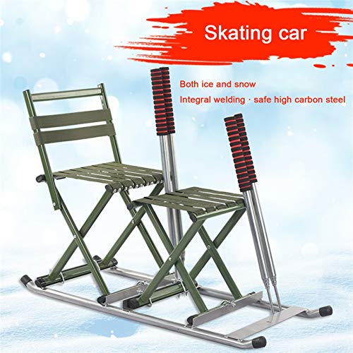 SHIBOHAN Snow Sleigh, Coche de Hielo al Aire Libre Patinaje Patinaje Casero Patito de Hielo Niños Doble Plegable Vintage Patines de Hielo Invierno Coche de Hielo Cono, Trineos De Nieve