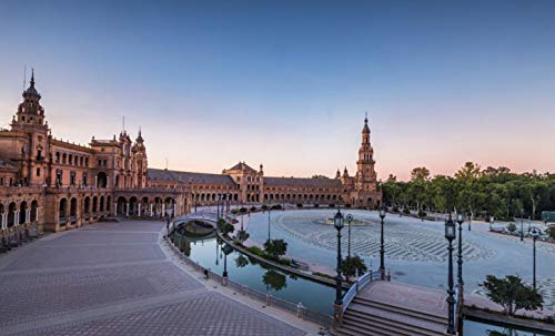 SHILIHOME Vista de la Plaza de España en Sevilla DIY 5D Diamond Painting by Number Unique Kits