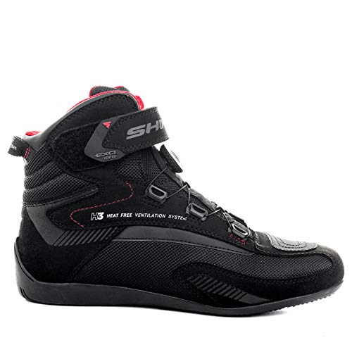 SHIMA EXO Vented, Botas Moto Hombre | Transpirables, Reforzados Zapatos Moto con sistema de cierre ATOP, Soporte Para el Tobillo, Suela Antideslizante, Mango de Cambio de Marchas (Negro, 43)