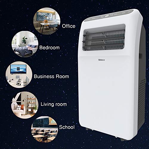 SHINCO 3,5 kW 12000 BTU Aire Acondicionado Portátil, Enfría, Ventila y Deshumidifica, Mando a distancia, Blanco, [Clase de eficiencia energética A] hasta 60 m²