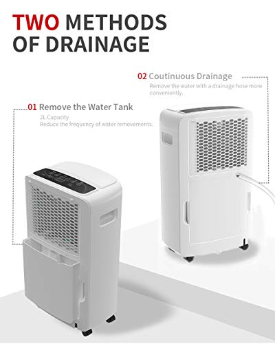 SHINCO Deshumidificador Portátil, 10L / 24h, Drenaje Continuo, Ropa Seca, bajo Consumo de energía, silencioso Elimina la Humedad en Habitaciones de hasta 18㎡, contra la Humedad