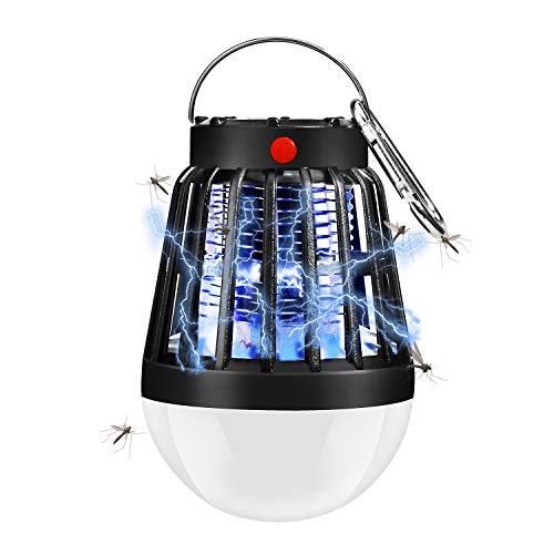 ShinePick Lámpara Mata Mosquitos Electrico,Lámpara Anti Mosquitos IPX6, 2 en 1 Mosquito Killer Lamp con 2200mAH Batería Recargable Lámpara Camping Versátil Pórtatil para Patios, Jardin,Exterior