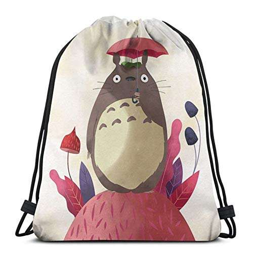 SHINIUCUN Bolsa de gimnasio con cordón de Totoro de dibujos animados para gimnasio, viajes al aire libre