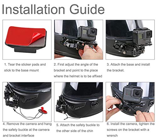 ShipeeKin Soporte de mandíbula para casco de moto compatible con GoPro Hero 8/7/6/5/4 4+ 3 series y otras cámaras de acción.