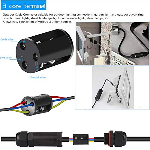 shirylzee 4 pack Caja de conectores conector de cable exterior 3 polos, cable eléctrico de conexiones IP68 impermeable para Ø1mm-13mm diámetro del cable para iluminación de jardines al aire libre shirylzee 4 pack Caja de conectores conector de cable exterior 3 polos, cable eléctrico de conexiones IP68 impermeable para Ø1mm-13mm diámetro del cable para iluminación de jardines al aire libre