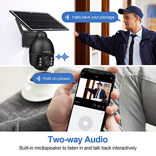 SHIWOJIA Camara Vigilancia WiFi Exterior Solar 1080P HD Sin Cables Cámara,Nivel-355° / Vertical-120° Giratoria Detección de Movimiento PIR,Visión Nocturna, Impermeable, Audio bidireccional SHIWOJIA Camara Vigilancia WiFi Exterior Solar 1080P HD Sin Cables Cámara,Nivel-355° / Vertical-120° Giratoria Detección de Movimiento PIR,Visión Nocturna, Impermeable, Audio bidireccional