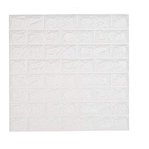 shkax Papel Imitacion Ladrillo Relieve Blanco Papel Pintado Infantil Adhesivos Decorativos Pintado Efecto 3D 60x60cm Desmontable Impermeable Murales de Pared Cocina TV Fondo Dormitorio