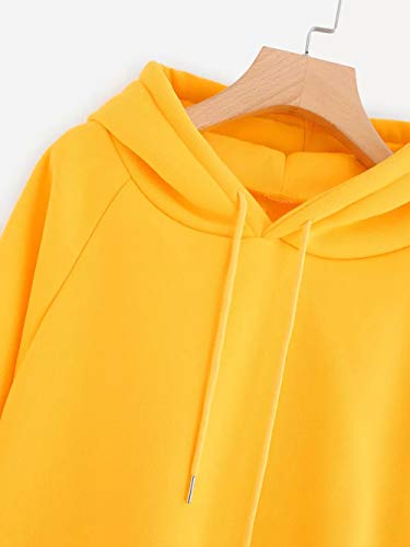 SHOBDW LiquidacióN Venta Moda para Mujer Sudadera con Capucha Pullover Blusa con Bolsillo SóLido Flojo OtoñO Invierno Manga Larga para Mujer Tops(Amarillo,M)